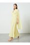 Women Yellow Crossed Fitted Waist Cape Maxi Dress