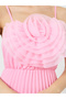 Women Pink Big Flower Detail Sleeveless Maxi Dress - 4