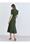Women Olive Green A-Line Midi Dress - 5