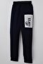 Boy's Tracksuit Set with Lettering Printed and Detailed Pants, Ages 5-10, Navy Blue - 7