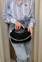 Women's Black Shoulder Bag - Chain Detail - Stylish Daily Bag with Drawstring Handle - Fibag