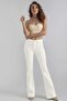 White Stretch Fabric High Waist Spanish Jean Pants - 4
