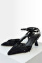 Women's Beaded Heeled Evening Dress Shoes Beige, Silver, Black - 4