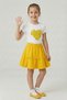 Girl's Yellow Heart T-Shirt Yellow Ribbon Skirt April 23 Show Outfit Set - 3