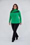 Women's Plus Size High-Neck Chiffon Paneled Blouse Green - 3