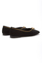 Women's Blunt Toe Ballerinas with Gold Accessories - 5