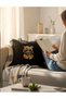 Cartoon Hero Embroidered Velvet Black Throw Pillow Cover (1 Piece, Padded Inside 43 X 43 cm) - 2
