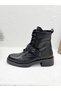 D25Kb-8410 Genuine Leather Front Buckle Detail Boots for Women - 3
