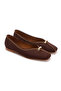 Women's Blunt Toe Ballerinas with Gold Accessories - 4