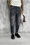 Boyfriend Carrot Cut Distressed Black Denim Men's Jeans Mz815