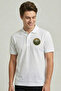 Cotton Lu Mountain and Forest View Printed White Polo Neck T-Shirt (Women - Men)
