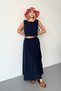 Women's Skirt Blouse 100% Cotton Double Set Navy Blue - 26Y 6031 - 3