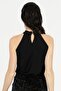 Halter Neck Chain Detailed Soft Textured Blouse - 4