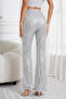 Elastic Waist Sequin Flared Trousers Silver - 3