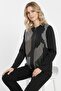 Green Black Lona Leather over Tulle Printed Women's Genuine Leather Jacket - 2