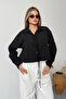 Women's Tie-Detail Long Sleeve Crop Shirt Black - 2022 - 4