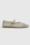 Ahri Beige Belt Detail Blunt Toe Women's Ballerinas - 4