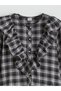 Lcw Kids Ecru Girls' Plaid Ruffled Poplin Shirt - 2