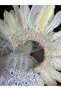 Luxury Design Crystal Stone Pearl Embroidered Feathered Special Occasion Henna Bridal Head Crown Accessory White Crown - 2
