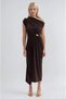 New Season Waist Accessory and Shoulder Detail Slit Women's Dress 2959