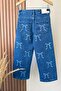 Girl's Blue Bow Printed Jeans - 6