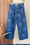 Girl's Blue Bow Printed Jeans - 4