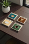 Coffee Varieties Themed Cafe Latte Espresso Natural Stone Travertine Coasters Set of 4