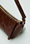 Wrinkled Leather Mini Shoulder Bag with Adjustable Strap, Zippered Women's Bag - 5