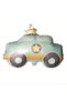 Retro Police Car Set Kraft White Happy Birthday Lettering - Blue Beige White Balloon Brown Number 5 Years Old - 3