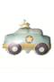 Retro Police Car Set Kraft White Happy Birthday Lettering - Blue Beige White Balloon Brown Number 9 Years Old - 3