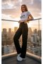 Clara Stretch Fabric Women's Dark Cargo Wash Super High Waist Loose Leg Denim Loose Palazzo Pants - 4