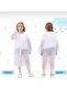 Unisex Children's White Water-Resistant Raincoat with Snap Fasteners Hooded - 2
