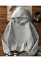 Cute Raccoon Back Printed Hooded Unisex Plain Gray Sweatshirt - 3