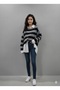 Women's White Shirt and Navy Blue Striped 2-Piece Top Sweater Shirt Set