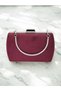 Burgundy Luxury Suede Crystal Stone Metal Handle Chain Women's Evening Dress Bag Wedding Engagement Graduation - 7