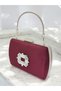 Burgundy Luxury Suede Crystal Stone Metal Handle Chain Women's Evening Dress Bag Wedding Engagement Graduation - 2