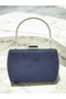 Navy Blue Luxury Suede Crystal Stone Metal Handle Chain Women's Evening Dress Bag Wedding Engagement Graduation - 3