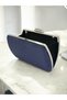 Navy Blue Luxury Suede Crystal Stone Metal Handle Chain Women's Evening Dress Bag Wedding Engagement Graduation - 4