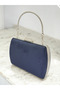 Navy Blue Luxury Suede Crystal Stone Metal Handle Chain Women's Evening Dress Bag Wedding Engagement Graduation - 2