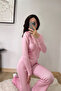 Cheetah Pink Leopard Premium Slim Fit Zippered Casual Tracksuit Set - 2