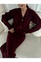 V-neck 3 button cardigan set knitwear double skirt - burgundy - 6