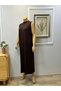 Long Undergarment Dress 135 cm Sleeveless Crew Neck Lining Made of Quality Combed Cotton Fabric Dark Brown - 2