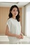 Women's White Zero Sleeve Thessaloniki Wide Short Knitwear Knitted Sweater Oversized Crew Neck - 3