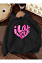Unisex I Love You Printed Sweatshirt Black