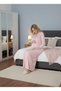 New Season Powder Full Length Lace Detailed Buttoned Special Design 100% Cotton Maternity Nightgown - 5