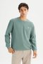 100% Cotton Regular Fit Regular Cut Crew Neck Logo Detailed Sweatshirt