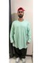 Water Green Large Size Suprem Fabric Oversized Crew Neck Long Sleeve T-Shirt - 2