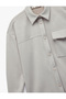Long Sleeve Classic Collar Snap Button Pocketed Oversized Suede Look Jacket - 5