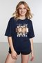 Women's Motto Written Modern Nature Themed Navy Blue T-Shirt