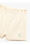 Cotton Mini Shorts with Embroidery Detail and Elastic Waistband - 3